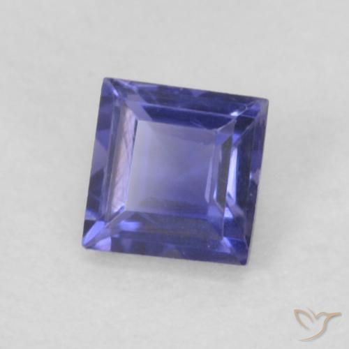 Iolite Viola bluastro scuro naturale da 0.12 ct, Quadrato, VVS