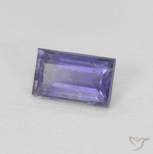 Iolite Viola bluastro scuro naturale da 0.28 ct, Taglio a baguette, VS-SI