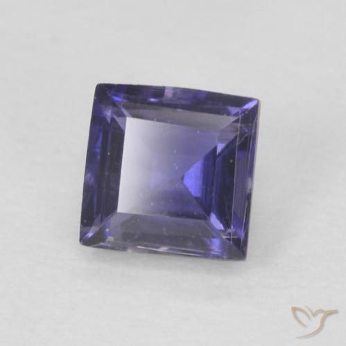 Iolite naturale viola da 0,23 ct, quadrato, VVS