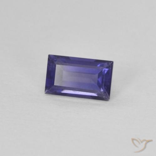 Iolite Viola bluastro scuro naturale da 0.33 ct, Taglio a baguette, VS