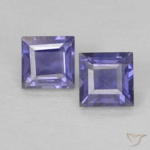 0.18ctw Naturale Viola bluastro scuro Iolite, Quadrato, VS