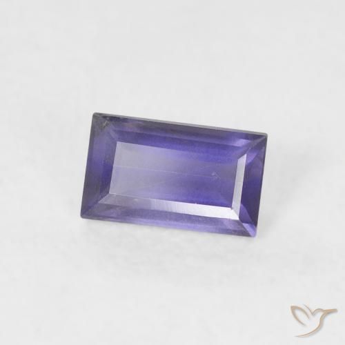 Iolite Viola bluastro scuro naturale da 0.26 ct, Taglio a baguette, VS-SI