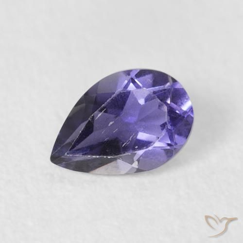 Iolite Melanzane Viola naturale da 0.35 ct, Forma a pera, VS