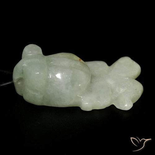 Giada Verde grigiastro naturale da 27.41 ct, Taglio a fantasia, Traslucido