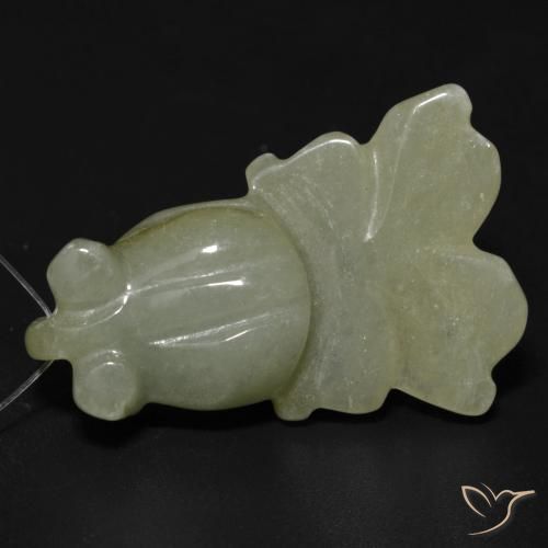 24.98ct Naturale Verde giallastro Giada, Taglio a fantasia, Traslucido
