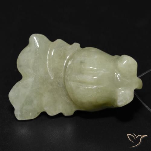 37.99ct Naturale Verde oliva Giada, Taglio a fantasia, Traslucido