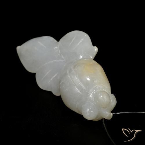 64.19ct Naturale Bianco grigio Giada, Taglio a fantasia, Traslucido