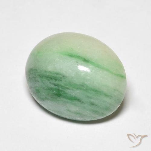 Giada Medium Light Green naturale da 5.18 ct, Ovale, Opaco