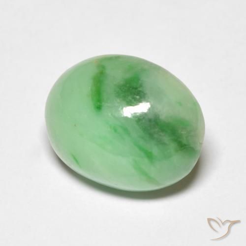 Giada Verde chiaro naturale da 4.86 ct, Ovale, Opaco