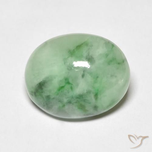 Giada Verde giallastro naturale da 4.71 ct, Ovale, Opaco