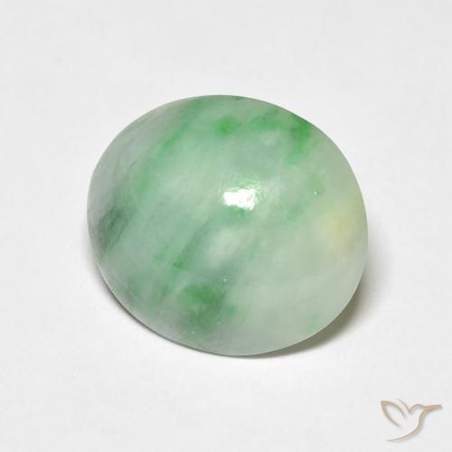 3.74ct Naturale Bianco Verde Giada, Ovale, Opaco