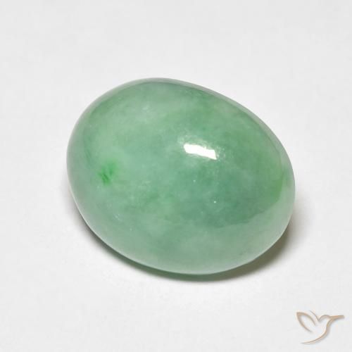 Giada Verde muschio pallido naturale da 4.50 ct, Ovale, Opaco