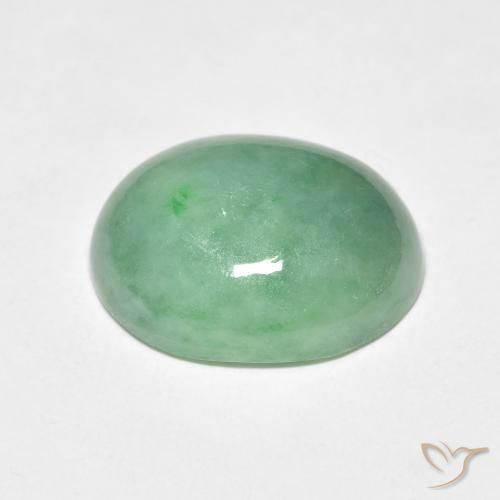 Giada Verde muschio pallido naturale da 4.50 ct, Ovale, Opaco