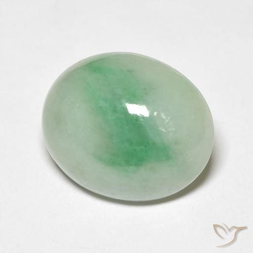 Giada Verde muschio pallido naturale da 4.82 ct, Ovale, Opaco