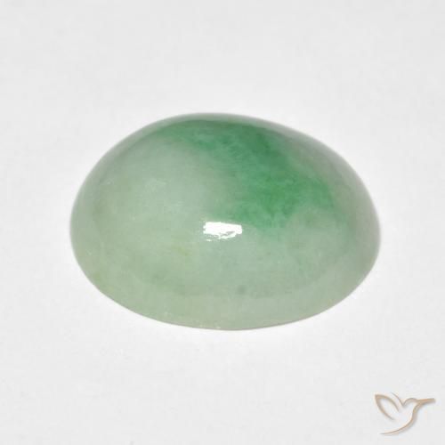 Giada Verde muschio pallido naturale da 4.82 ct, Ovale, Opaco