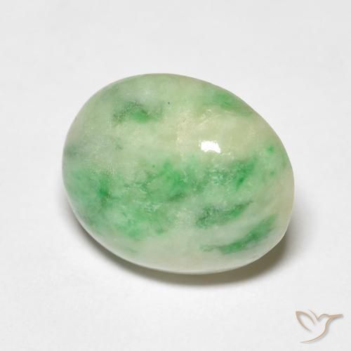 Giada Verde giallastro naturale da 4.46 ct, Ovale, Opaco