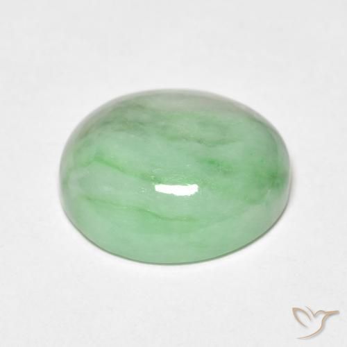 Giada Giallo Pallido Verde naturale da 5.44 ct, Ovale, Opaco