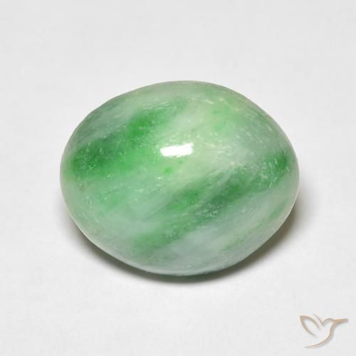 Giada Bianco Verde naturale da 4.26 ct, Taglio ovale, Opaco