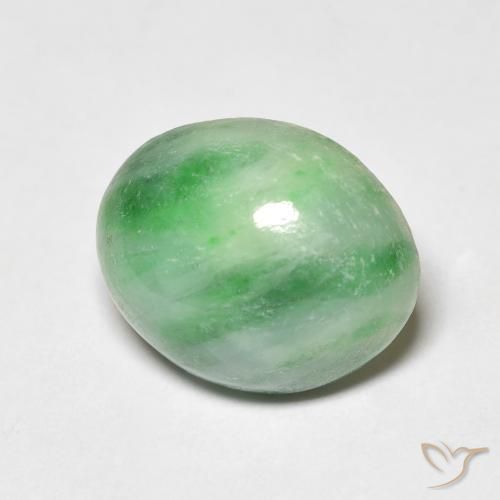 Giada Bianco Verde naturale da 4.26 ct, Taglio ovale, Opaco