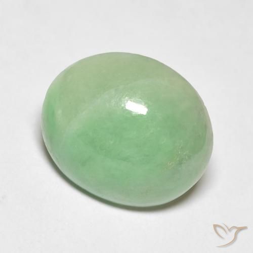 Giada Verde Salvia Chiaro naturale da 4.12 ct, Ovale, Trasparente