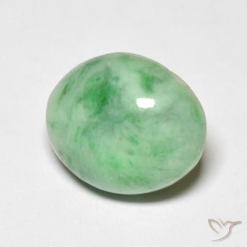 Giada Verde medio naturale da 5.38 ct, Ovale, Opaco