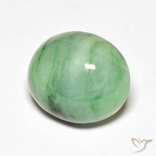 Giada Verde chiaro naturale da 5.12 ct, Ovale, Opaco