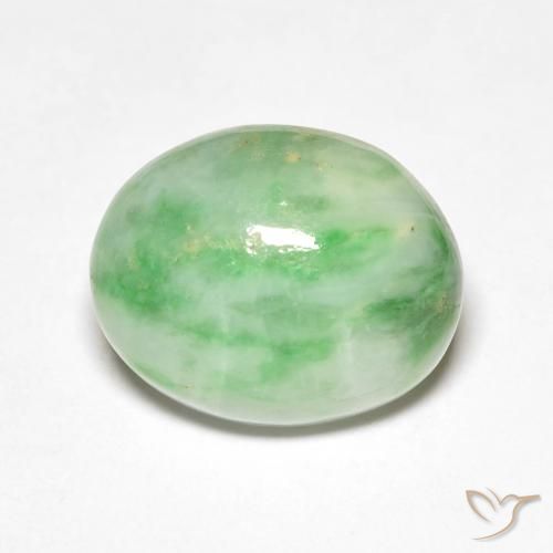 5.85ct Naturale Bianco Verde Giada, Ovale, Opaco