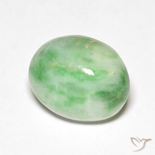 Giada Bianco Verde naturale da 5.85 ct, Ovale, Opaco