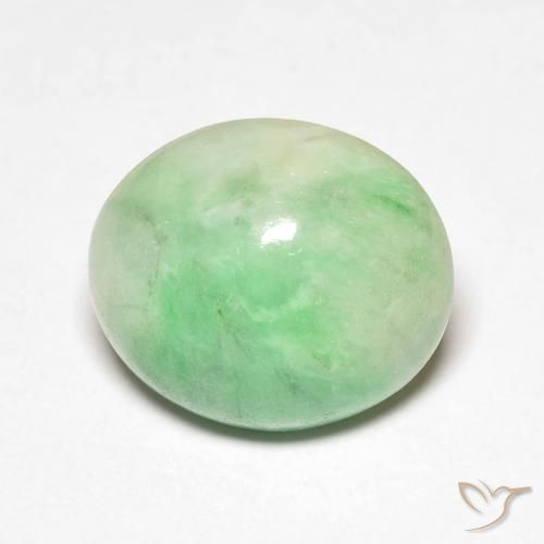 4.32ct Naturale Bianco Verde Giada, Ovale, Opaco