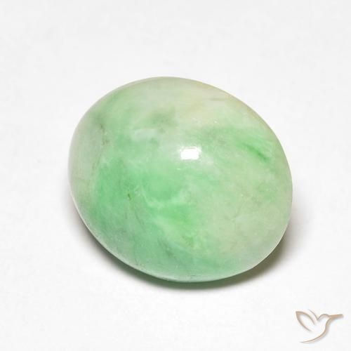 Giada Bianco Verde naturale da 4.32 ct, Ovale, Opaco