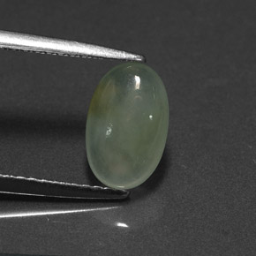Giadeite Bianco Verde naturale da 1.48 ct, Taglio ovale, Traslucido