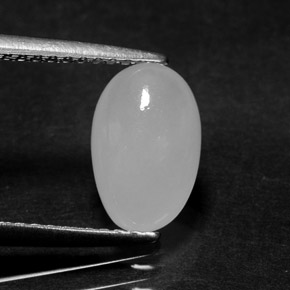 Giadeite naturale bianco da 2,02 ct, taglio ovale, traslucido
