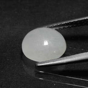 Giadeite naturale bianco da 2,37 ct, taglio ovale, traslucido
