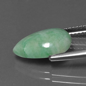 Giadeite naturale verde da 4,18 ct, taglio a pera, opaco