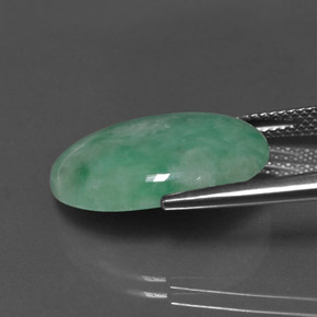 Giadeite naturale verde da 12,72 ct, taglio ovale, opaco