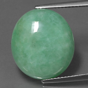 Giadeite Verde naturale da 16.95 ct, Taglio ovale, Opaco