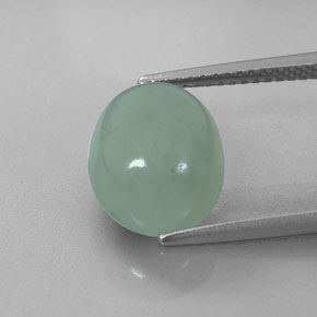 Giadeite naturale verde da 5,35 ct, taglio ovale, traslucido