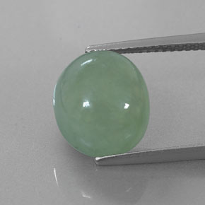 Giadeite naturale verde da 6,83 ct, taglio ovale, traslucido