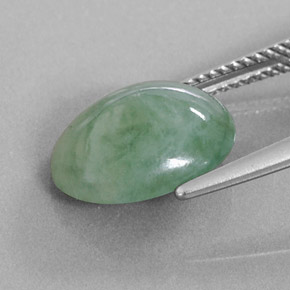 Giadeite naturale verde da 6,25 ct, taglio ovale, traslucido