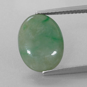 Giadeite naturale verde da 4,88 ct, taglio ovale, traslucido
