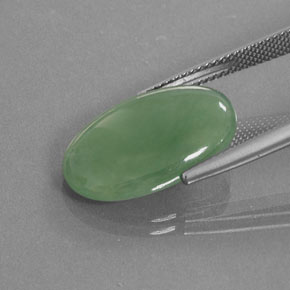 Giadeite naturale verde da 9,66 ct, taglio ovale, traslucido