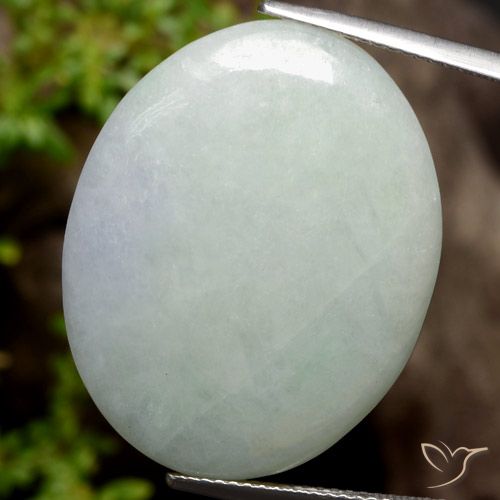 33.23ct Naturale Grigio chiaro Verde Giadeite, Ovale, Opaco