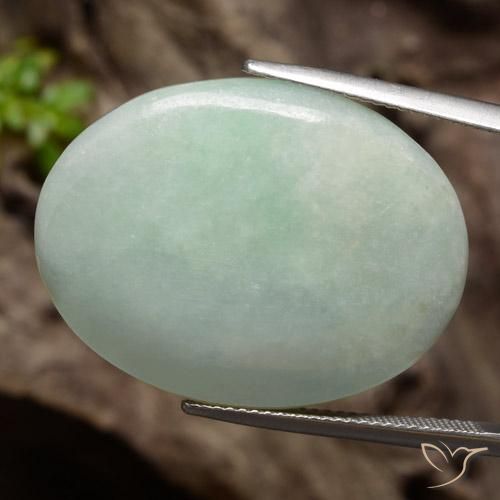 Giadeite naturale verde da 34,76 ct, taglio ovale, traslucido