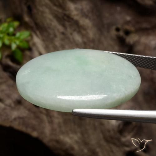 Giadeite naturale verde da 34,76 ct, taglio ovale, traslucido