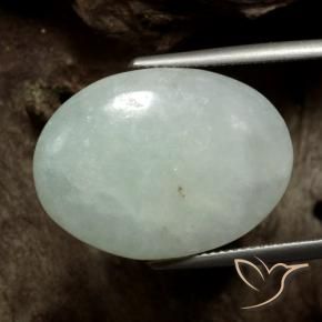 Giadeite Verde grigiastro naturale da 22.22 ct, Ovale, Traslucido