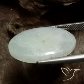 Giadeite Verde grigiastro naturale da 22.22 ct, Ovale, Traslucido
