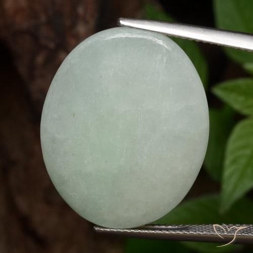 24.97ct Naturale Verde chiaro Giadeite, Ovale, Traslucido