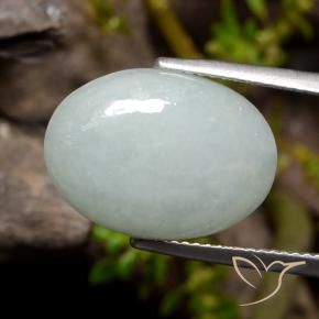 Giadeite Grigio chiaro Verde naturale da 11.10 ct, Ovale, Traslucido