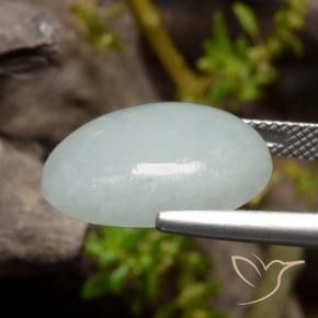 Giadeite Grigio chiaro Verde naturale da 11.10 ct, Ovale, Traslucido