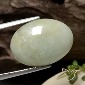 Giadeite Verde grigiastro naturale da 12.58 ct, Ovale, Traslucido